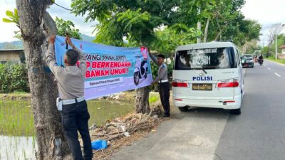 Polres Lombok Barat Gencarkan Imbauan di Gerung: Helm Wajib, Anak Jangan Berkendara!